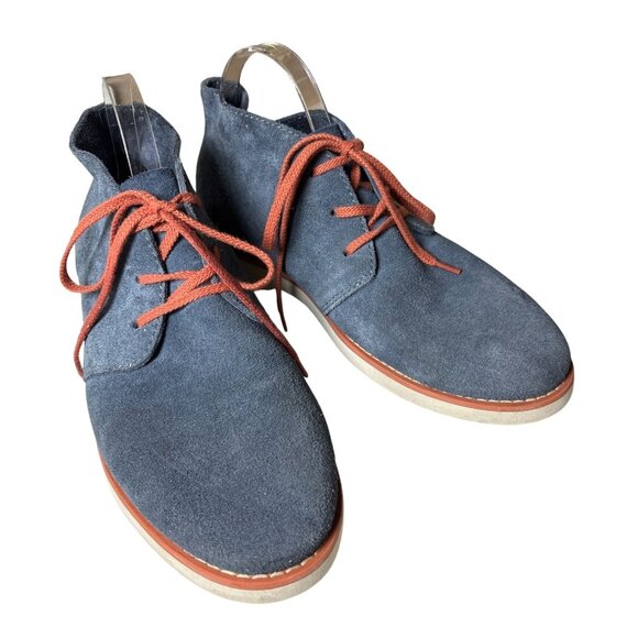 SeeVees 3 Eye Chukka Boots Size 8.5 Shadow Blue Suede Red Laces Ankle White Sole main image 9